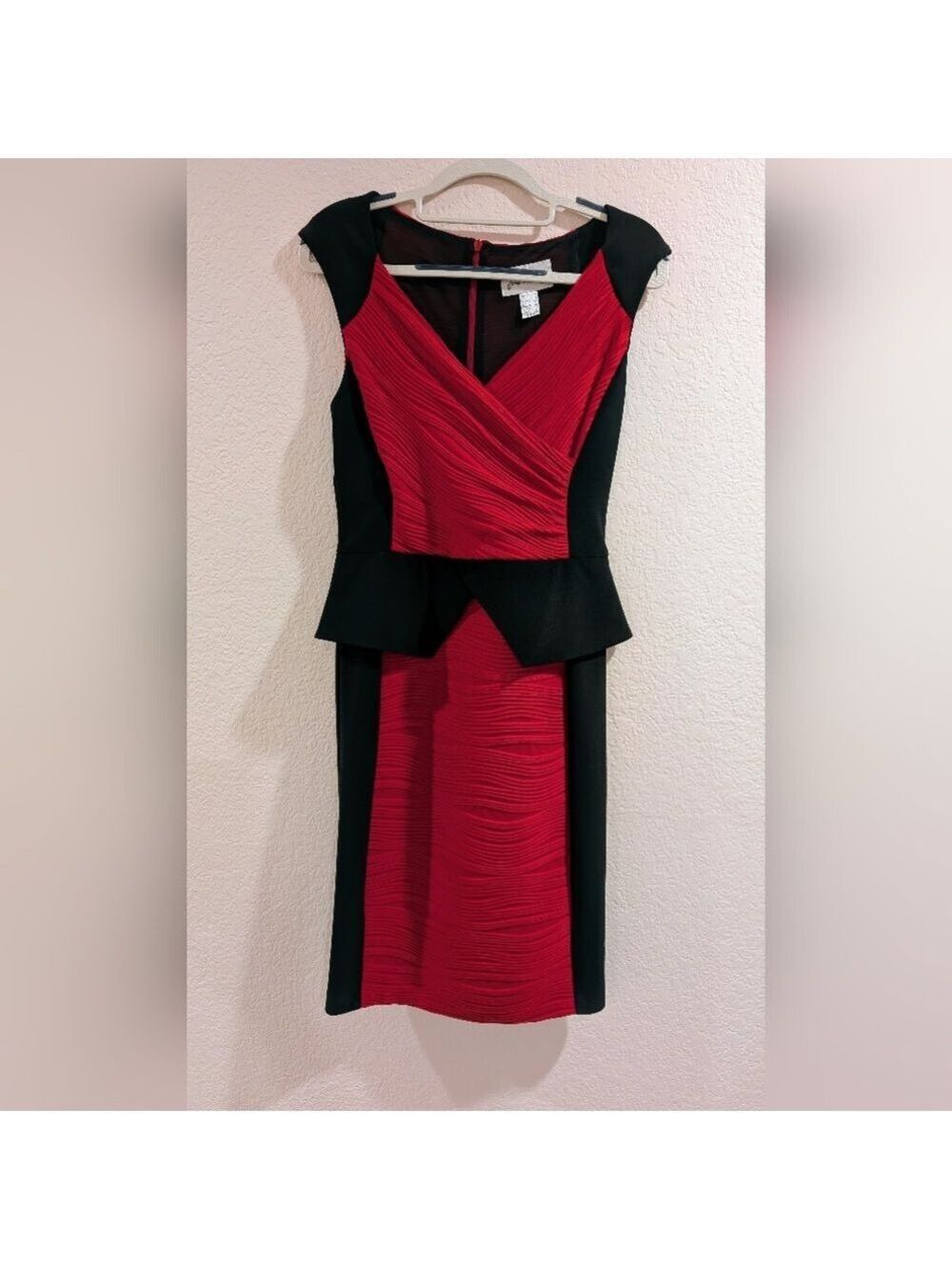 Joseph Ribkoff Red &Black Peplum Dress, Size 6, Fully Lined,Long Zipper,GUC - Picture 2 of 7